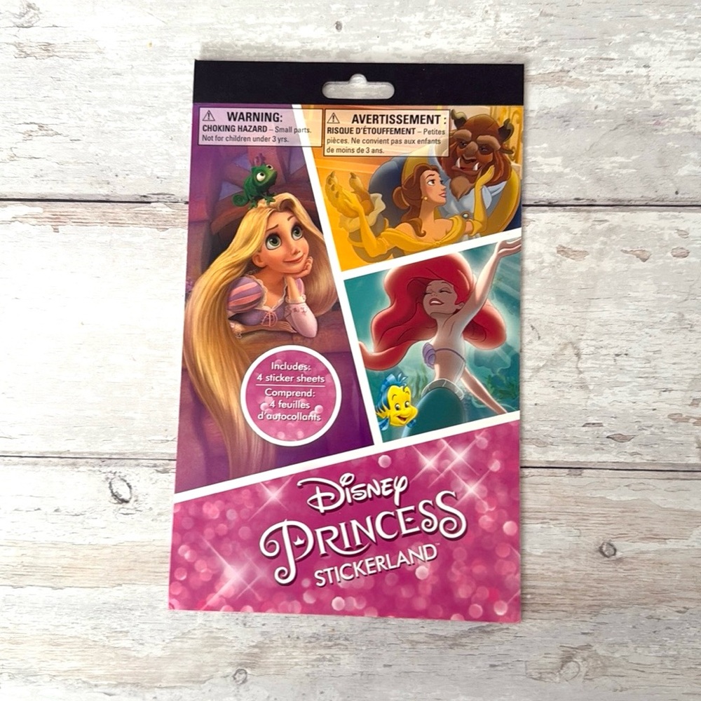 Disney Princess Stickerland Sticker Book Ariel Rapunzel Tangled Belle NEW